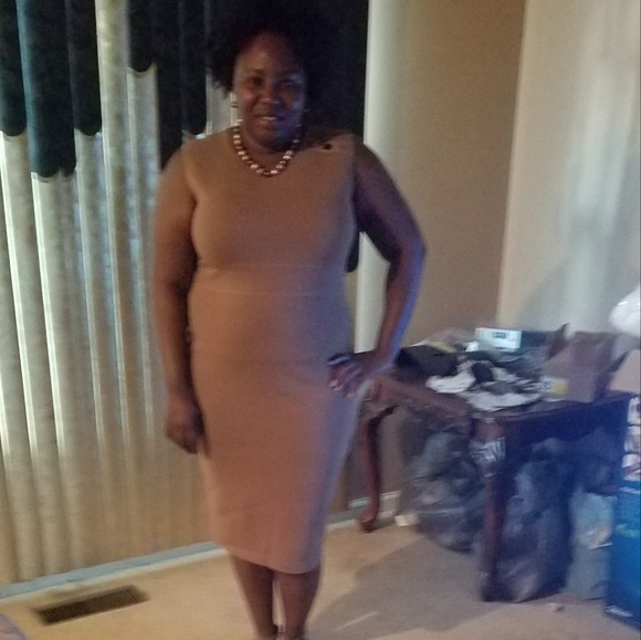 New York & Company Tan Sleeveless Dress w/Side Button Detail XL - Picture 10 of 16